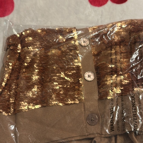 NWT Express Sequin Button Front Cardigan in Pecan - Picture 8 of 8